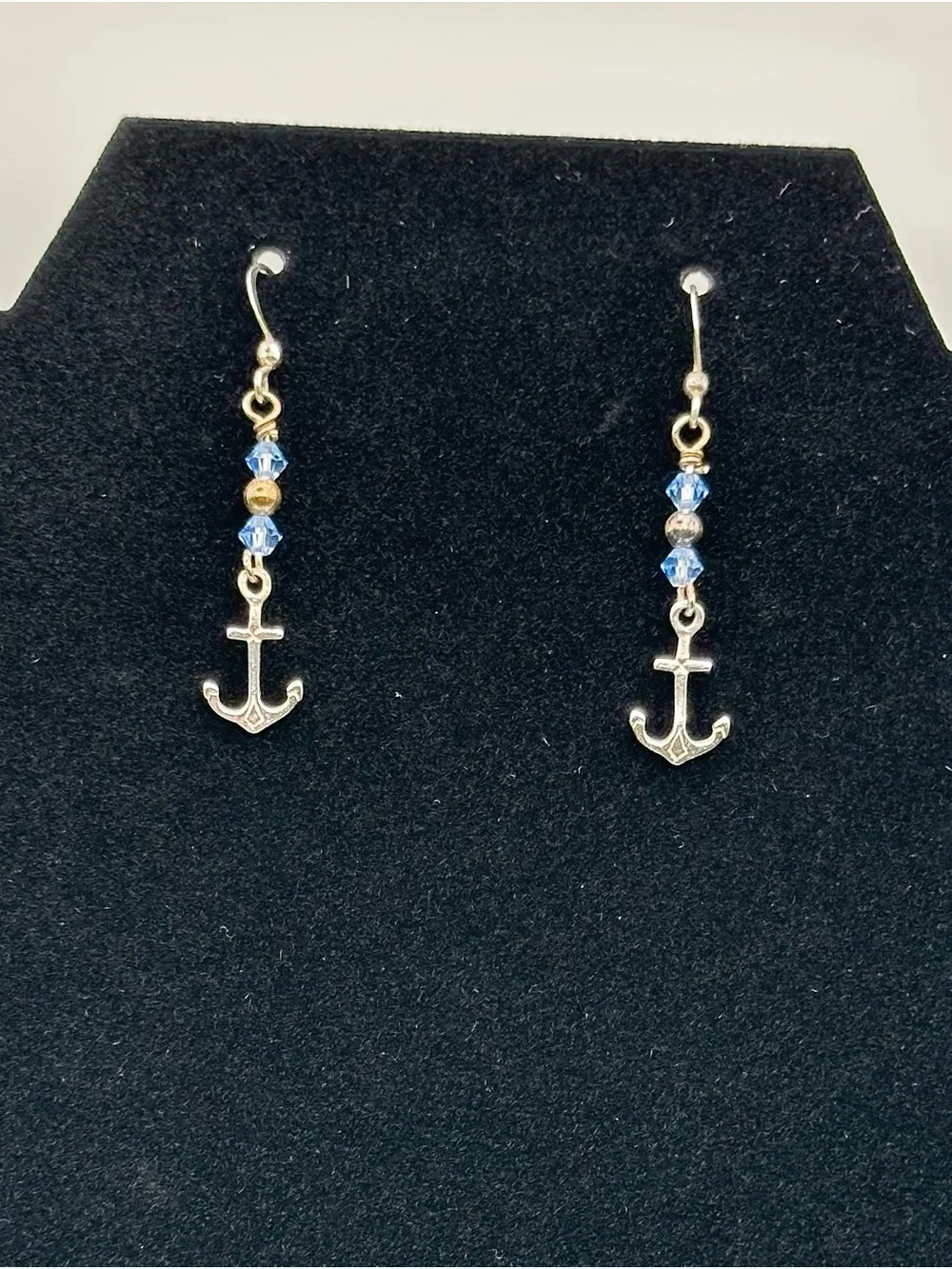 925 Sterling Silver Light Blue Crystal Anchor Drop
